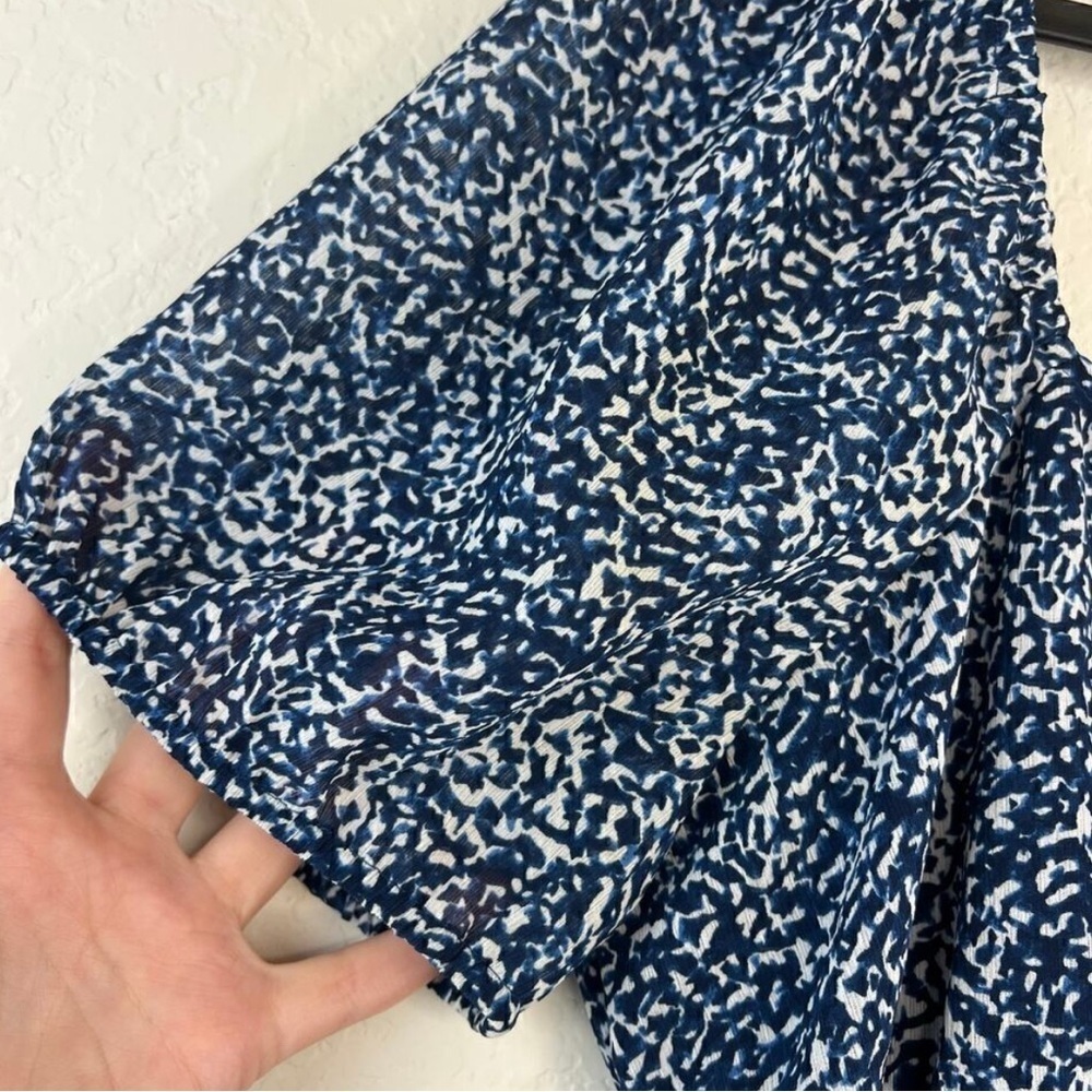 Madewell Blue Indigo Bengali Block-print Chiffon Sweetheart Lined Blouse 2 - Picture 6 of 11